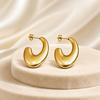European High-End Frosted Gold Curved Hook Earrings - Sleek Stainless Steel Fashion Accessories