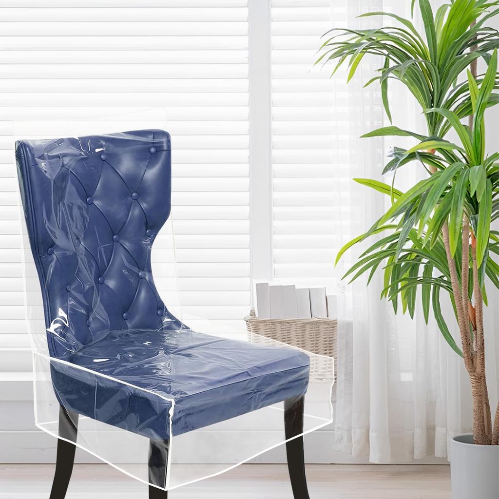 6Pcs Transparent Plastic Chair Cover PVC Waterproof And Dustproof Chair Slipcover Dining Chair Protector for Home Coffee Shop