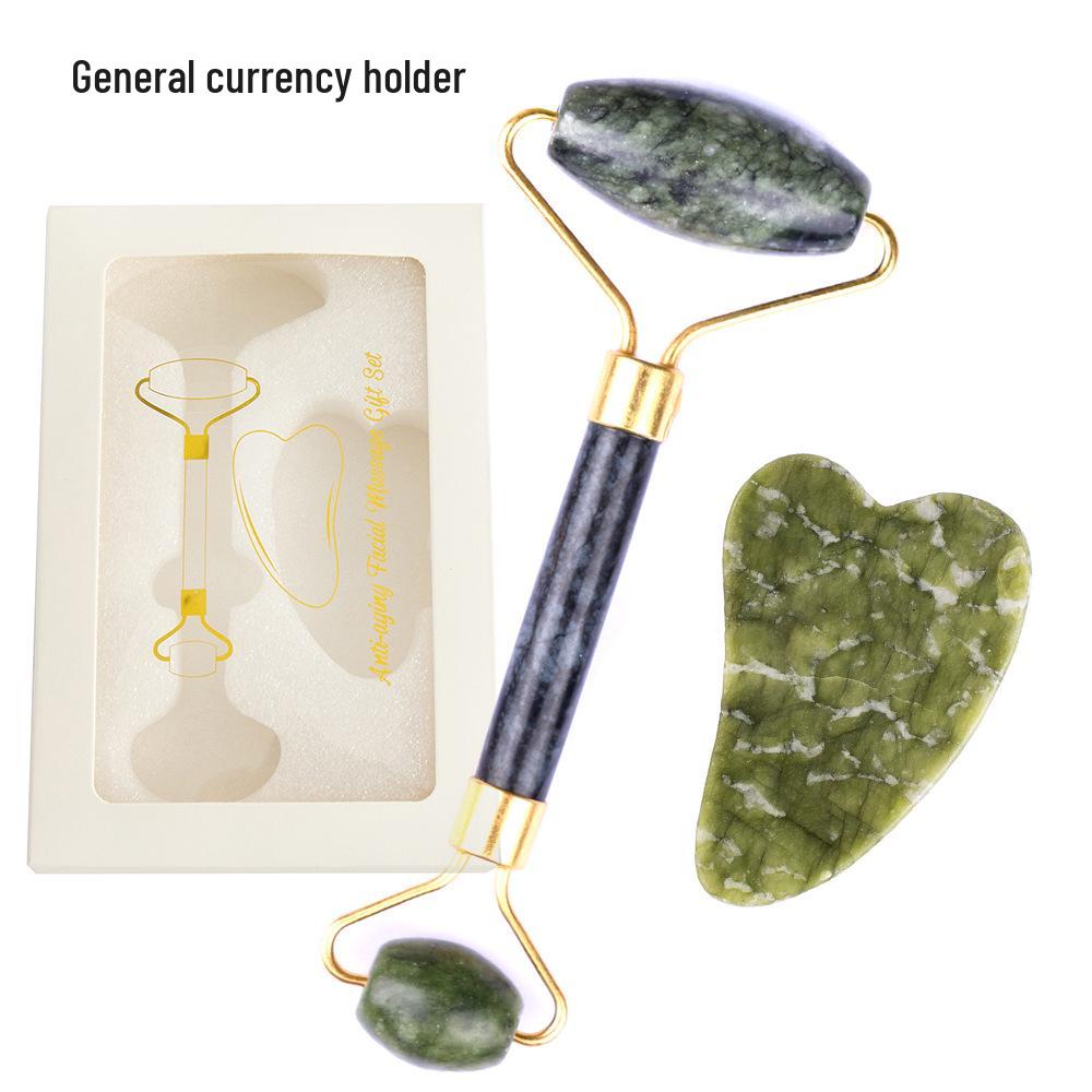 Jade Gua Sha Facial & Body Roller Massager for Full Meridian Scraping Massage.