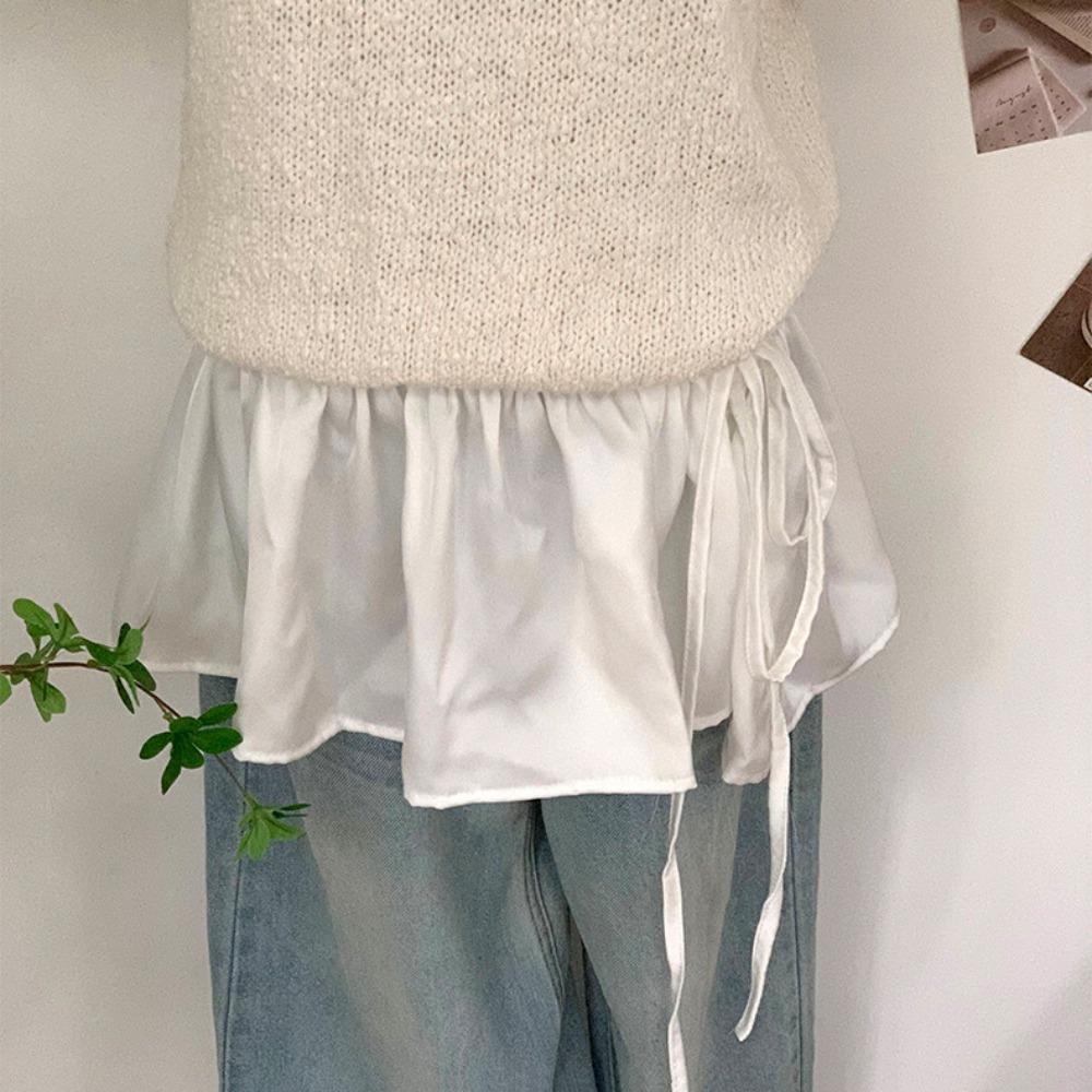 Shirt Extender Lace Up Hip Scarf Hip-hop Ruffled Edge Waistband Layer Outfits Skirt Jeans Decor
