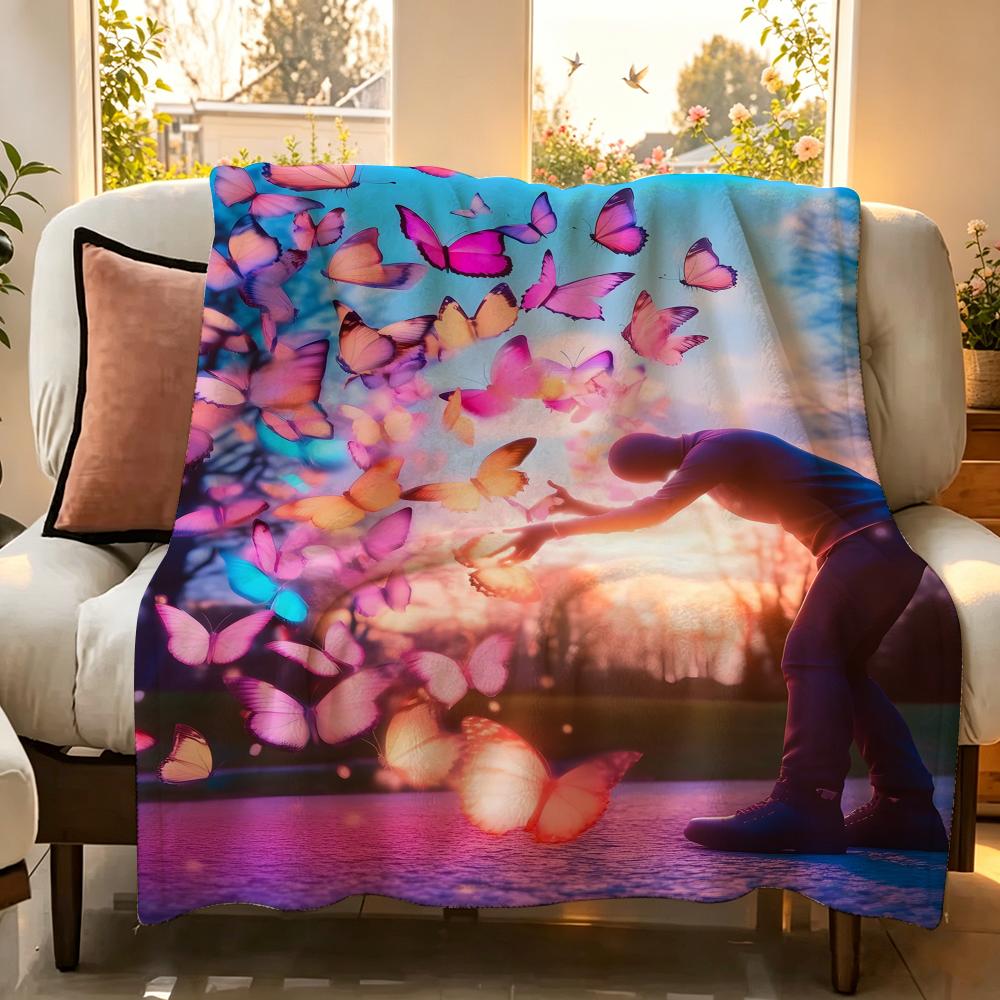 Art B Beautiful C Color Throw Flannel Throw Blanket Suitable for Sofa Living Room Bedroom