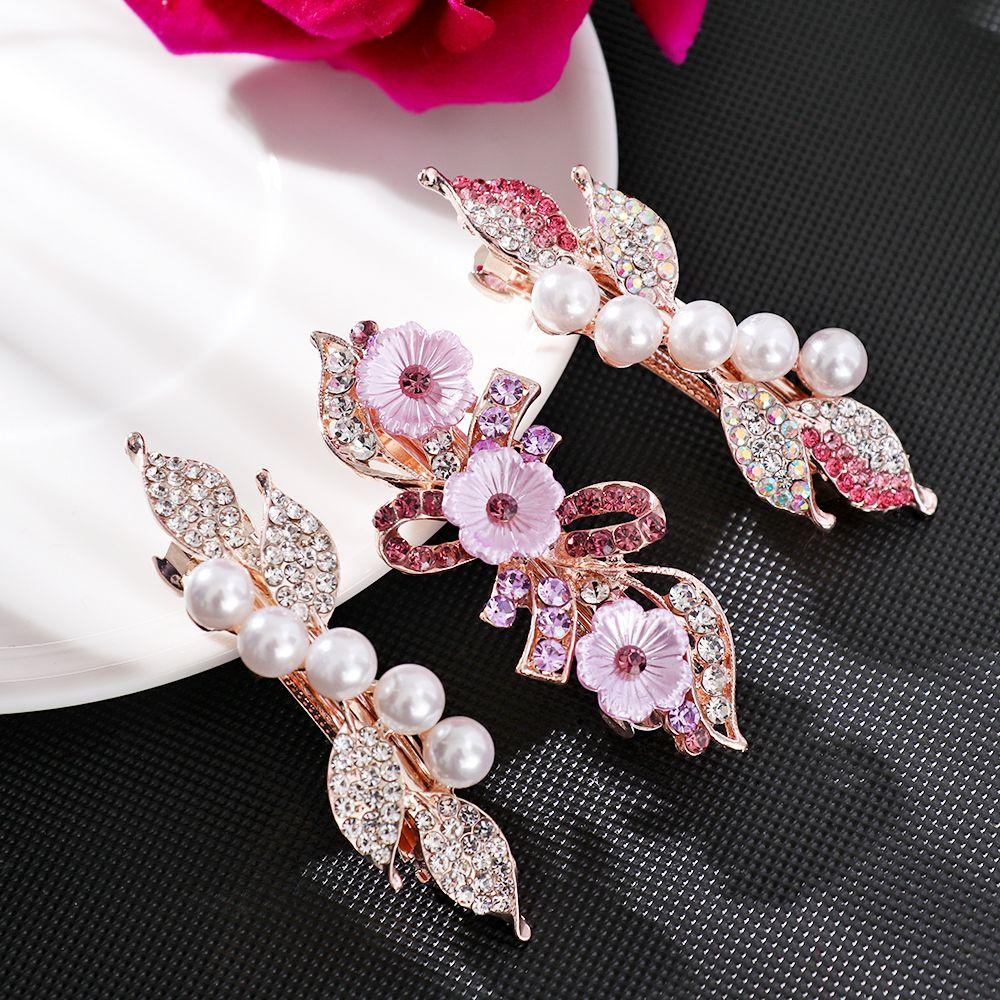 New Tiara Jewelry Colorful Hair Clip Cute Hairpin Rhinestone Pearl Headband Flower Barrettes