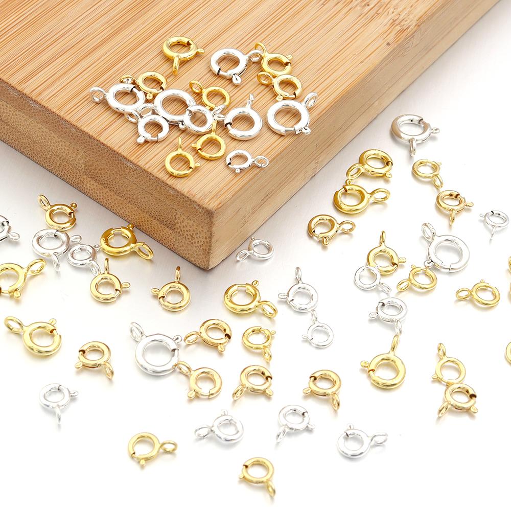 5pcs/lot s925 Sterling Silver Spring Ring Clasps Round Claw Spring Clasps Hooks For Jewelry DIY Bracelet Necklace Connectors