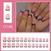 Elegant Black Red Flower Nail Art Stickers Plastic Press On Nails Quick Application 24pcs Daily Fingernails