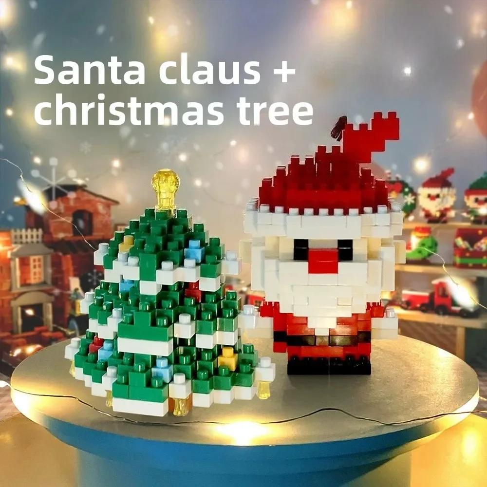 Weihnachtsgeschenke Baustein-Serie Weihnachtsmann Rentier Puzzle Zusammenbau Steine Tischdekoration Spielzeug für Kind Weihnachtsgeschenk