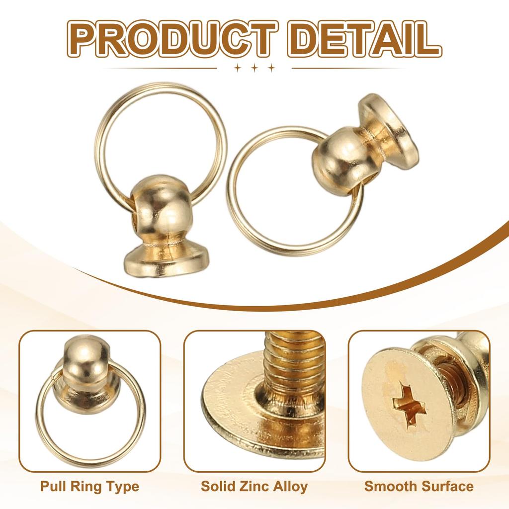 PATIKIL Round Head Rivet Kit with Single Ring for Leather Metal DIY and Multicolor 60-Piece 0.28"x0.22" Screw-Type Crafts, Crafts, Bags, Belts,