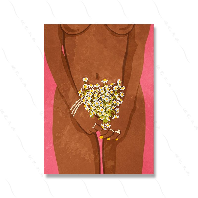 Wandbilder mit Blumen zum Tragen, Blumen rauchen, buntes abstraktes Poster und Drucke, Girl Power-Wanddekoration, Küche, Leinwandgemälde