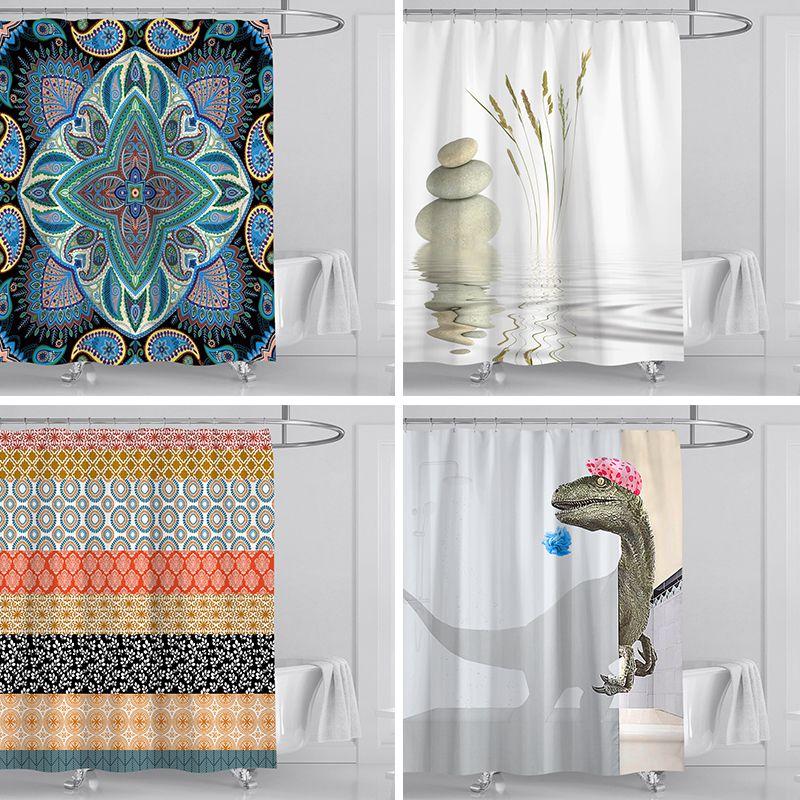 Bohemian Dinosaur Stone 3d Digital Printing Waterproof Polyester Curtain Shower