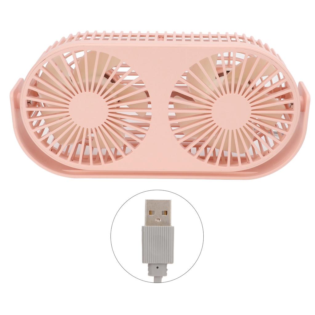 Double Fan USB Charging Fast Heat Dissipation 360 Degrees  Rotation Double Head Fan Mini Desk Fan for Dormitory Desktop