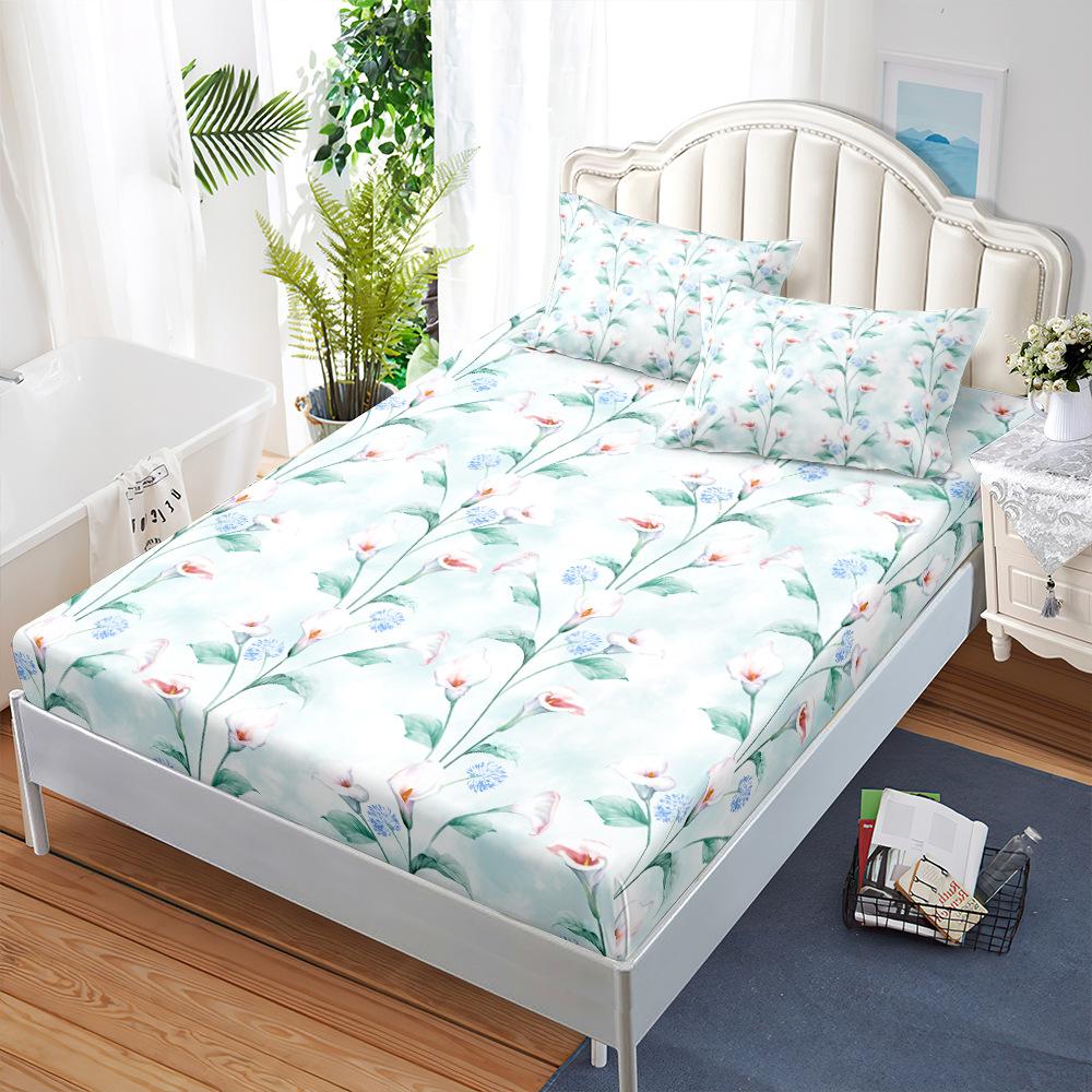 Three-Piece Mattress, Mattress Cover, Flower Dust Mattress Protective Cover, Fully Enclosed Bed Cover