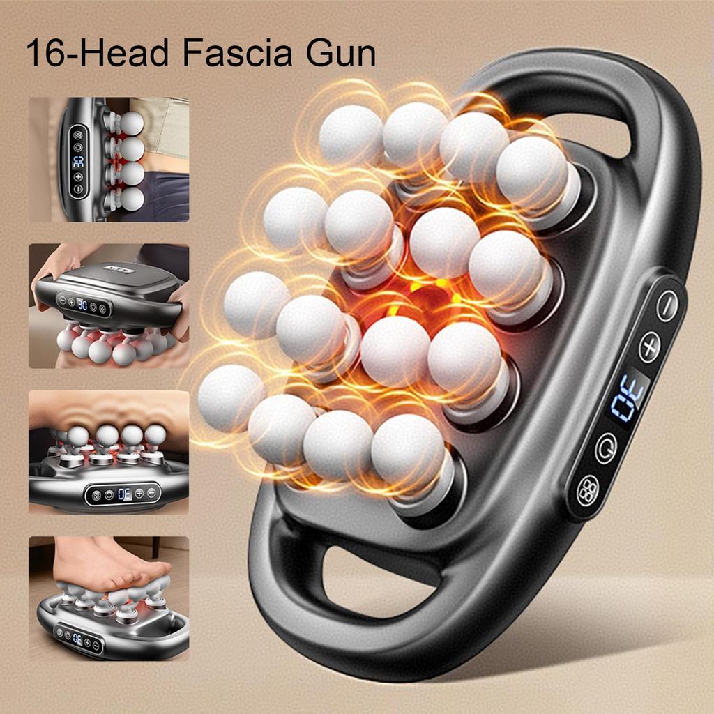 2026 New 16-Head Fascia Gun High-Frequency Vibration Body Massage Gun Back and Waist Massager Neck Shoulder Massager Muscle Masajeador