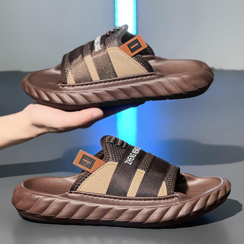 

Slippers men s outdoor durable summer beach shoes outdoor EVA slippers Vietnamese one-word sandals slippers 45 коричневый
