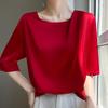 Women's Short Sleeve Satin Top - High-End Summer T-Shirt