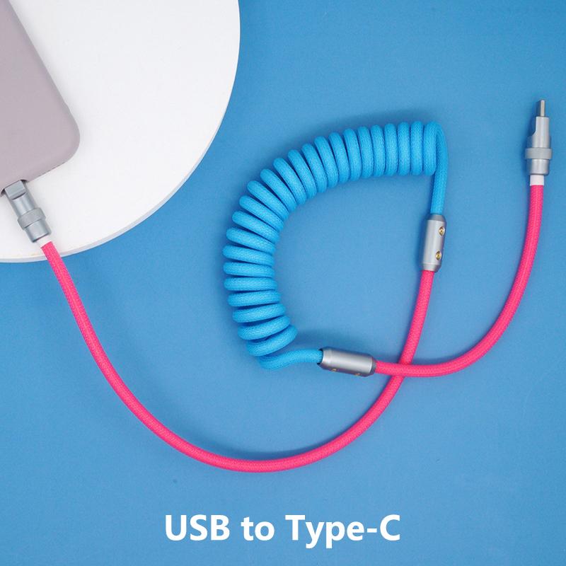 

1.8M 120W Fast Charge Usb Cable Quick Charge Type-C Lightning Spring Cable For Xiaomi Huawei Samsung Usb To Type C 197mm розовый