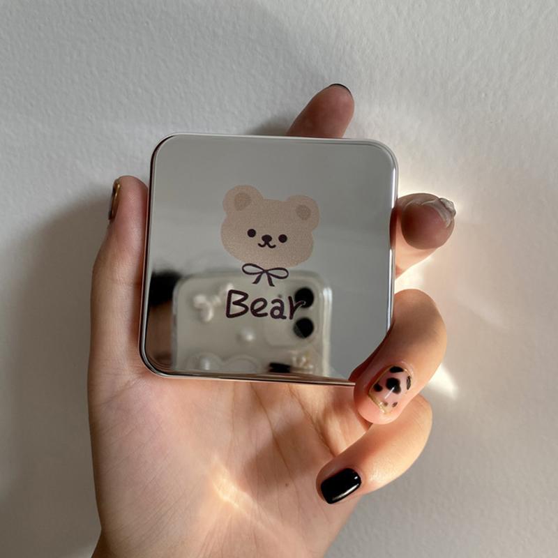 1Pc Silver Bear Contact Lens Case Cosmetic Case Portable Water Box Simple Contact Lens Companion Box Storage Box Accessories
