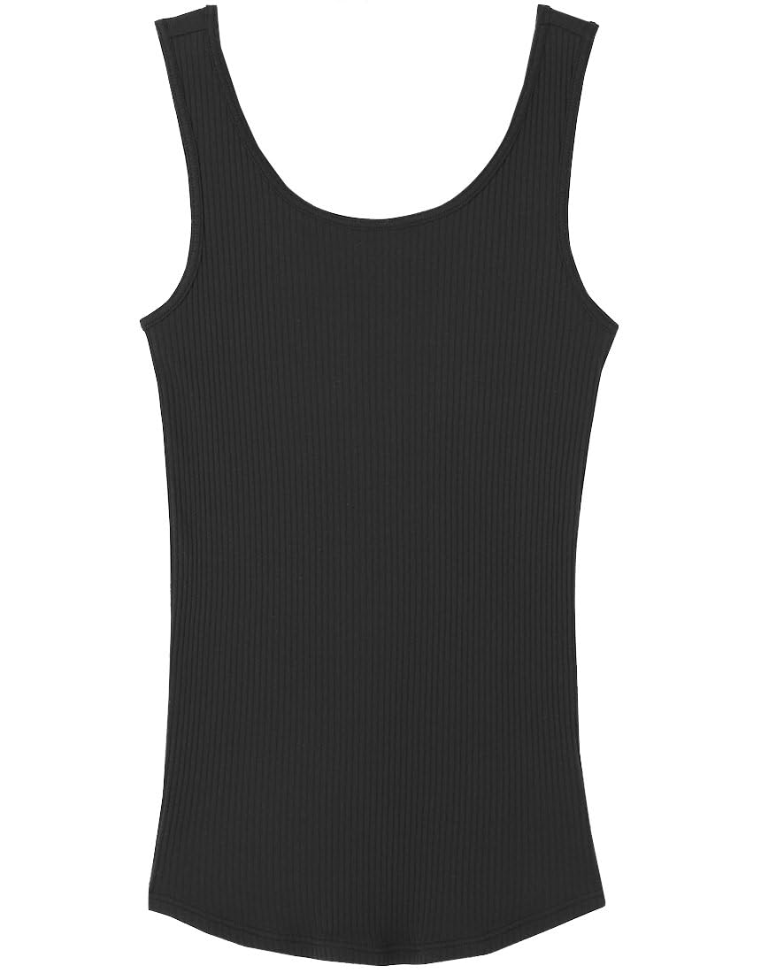 

Unnanacool LS0101 Women s 100% Cotton Tank Top, 2-Way Style (U-Neck/V-Neck), Ribbed Cotton, Sizes BL, M