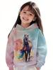 Sudadera con capucha de manga larga para niña con estampado de caballo en 3D, ropa cómoda para niños.