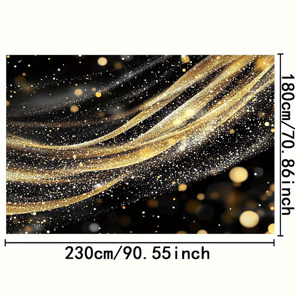 Elegant golden and black glittering starry sky background curtain - Party and birthday photography backdrop fabric