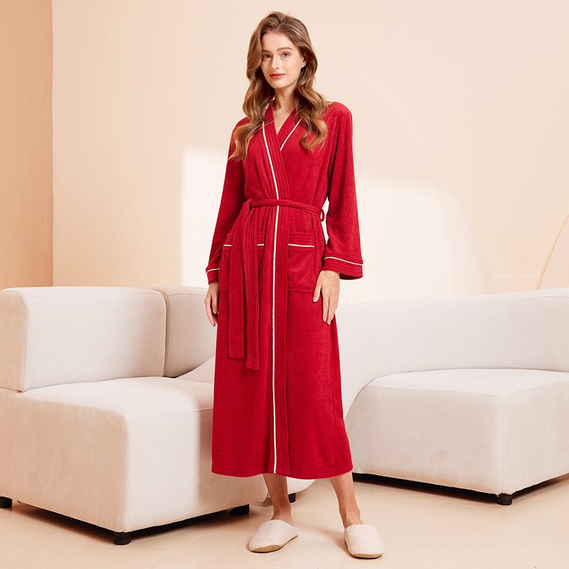 Unisex Quick-Dry Water-Absorbent Bathrobe: Four-Season Long-Sleeve Yukata with Towel Material