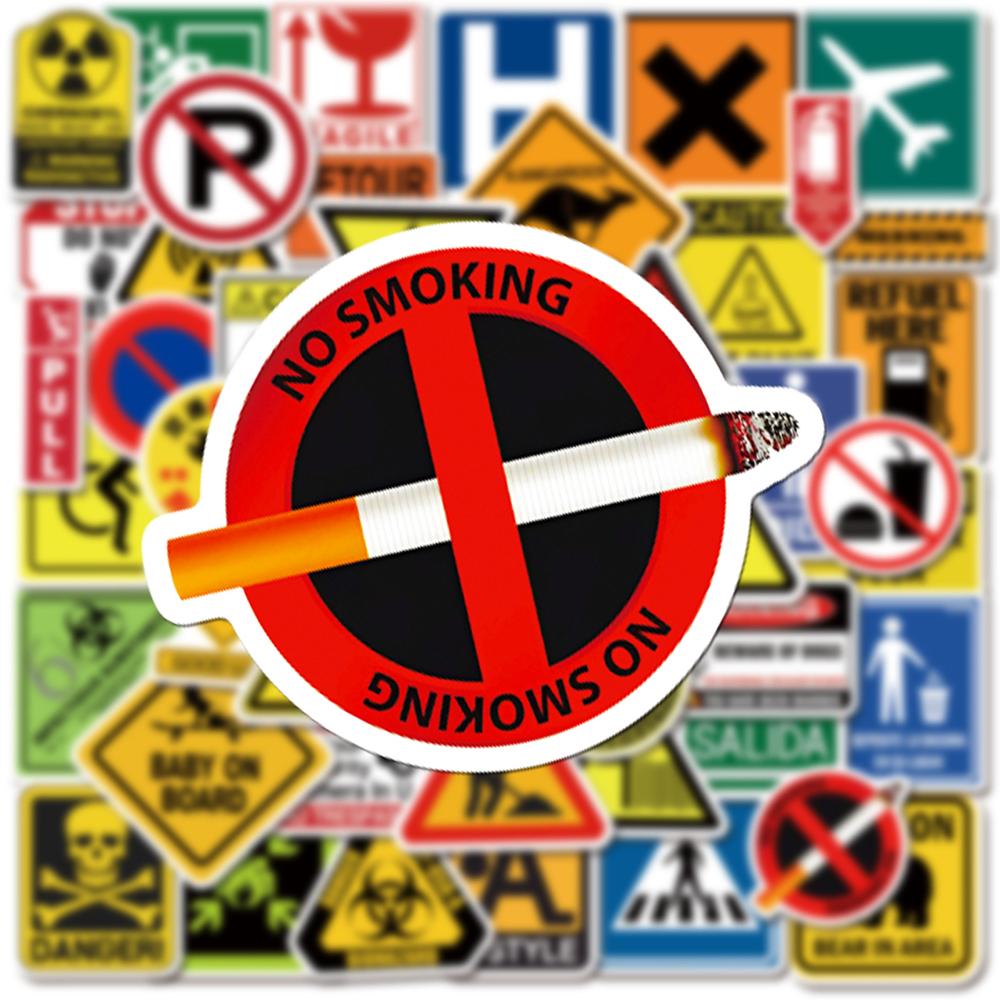 10/30/50pcs Creative Warning Signs Stickers Danger Banning Cartoon Decals Laptop Motorcycle Helmet Phone Funny Graffiti Sticker