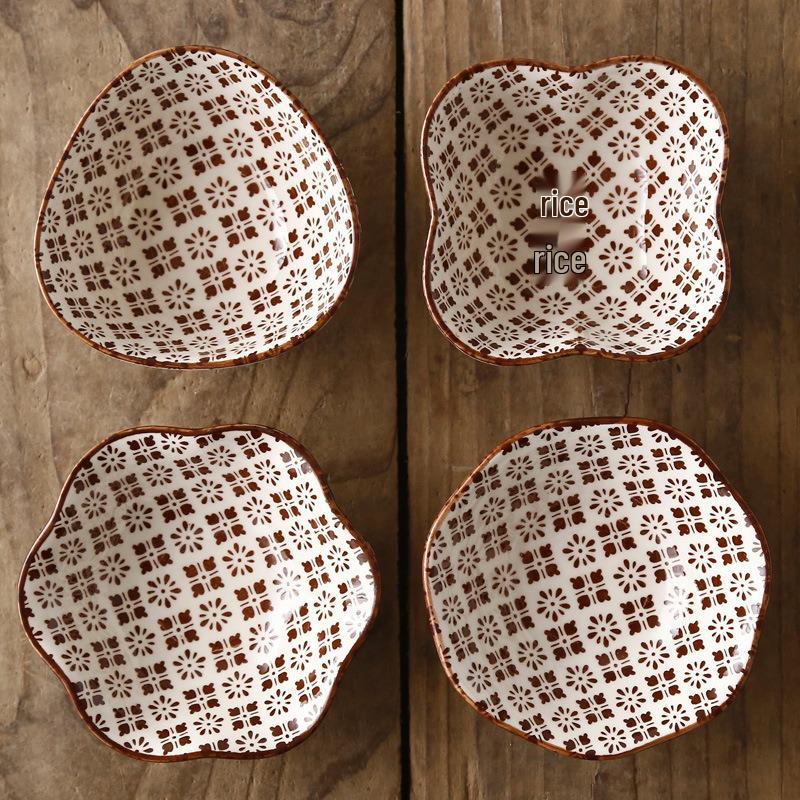 Japanese-Style Ceramic Dipping and Snack Dish Flower Bowl