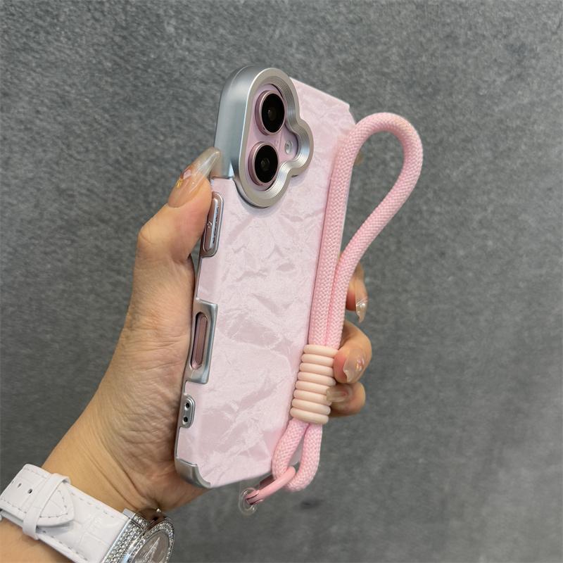 Luxury Ins Velvet Fashion Case For iPhone 16 Plus 15 14 13 12 Pro Max 11 Shockproof Silk Flannel Partern Cloth Hand Strap Cover