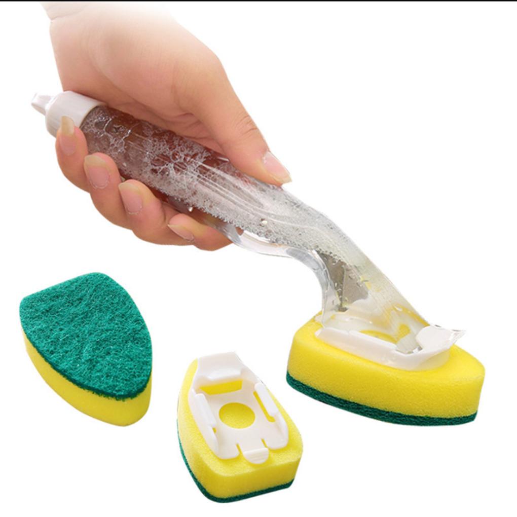 Dish Wand Long Handle Water Absorption Cleaning Brush Sponge Head Refills Kitchen Accessory Scourer for Household Pan Brushes