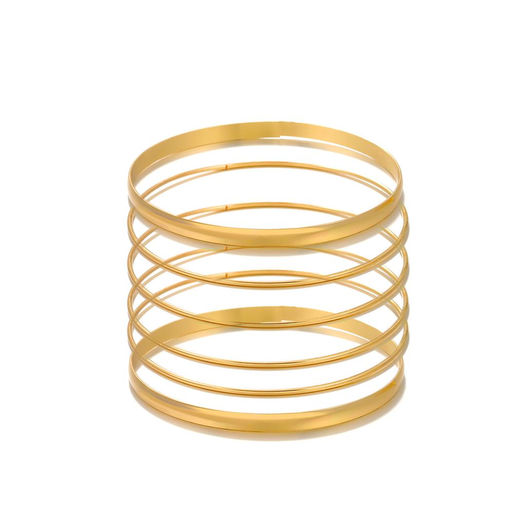 Gold Plated Multi-Layer Hammered Bangle Set, Thin Stackable Gold Bangles for Women
