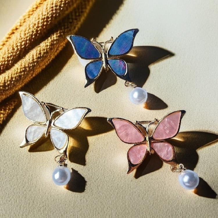 Versatile Butterfly Pearls Accessory Modern Waterdrop Inspired Detailing Sturdy Alloy Brooch for Casual Formal Wear