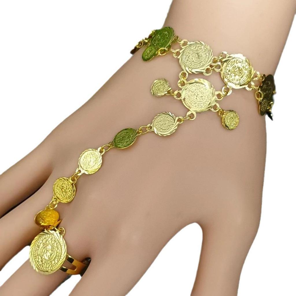 Trendy European American Hand Chain Bracelet Ring Combo for Women