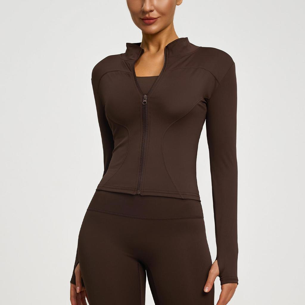 Women's Outdoor Yoga Jacket - Nude, Breathable, Tight-Fit, for Cross-Border Activities