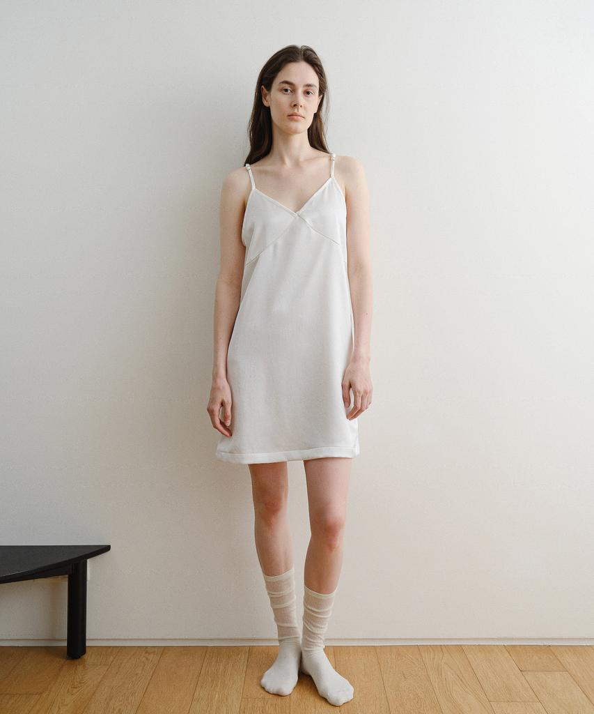 DENOAH Barca Silk Midi Dress (White)