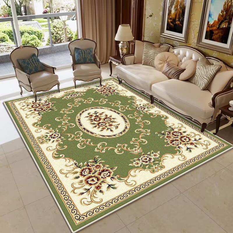 Luxury Green Living Room Carpet European Style Decoration Large Area Sofa Non-slip Rugs Bedroom Lounge Fluffy Plush Floor Mat