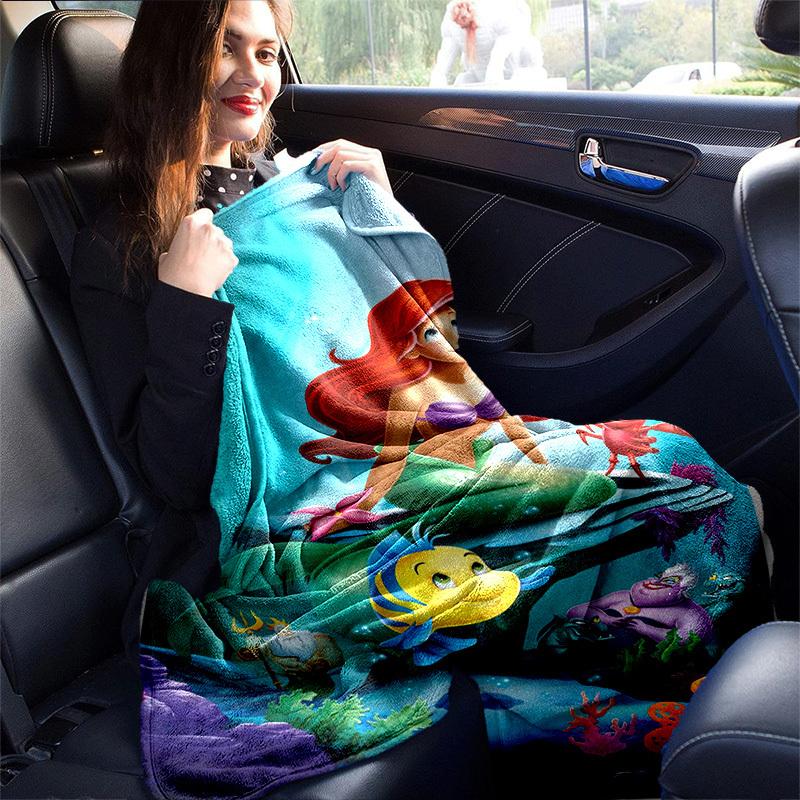 1PC Cartoon Mermaid Blanket, Seasonal Universal Home Decoration Throw, Living Room, Travel, Camping, Car Blankets, Beach, Office Naps,Cute F