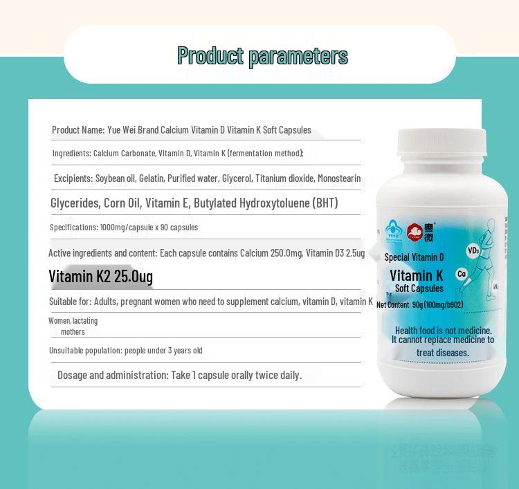 Blue Hat Calcium & Vitamin D3 K2 Softgels for Adults, Pregnant & Lactating Women - 90 Capsules