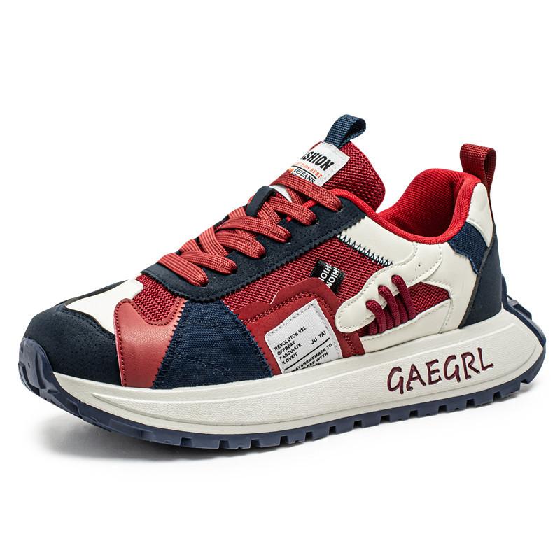 Men's shoes spring and summer new platform dad shoes men's trend color matching low-top sports and leisure shoes mesh breathable shoes