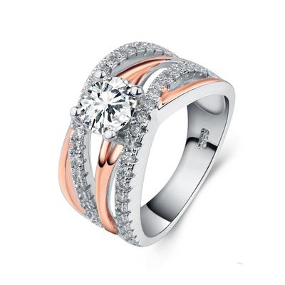 Simple Wedding Weave Rings For Women Shiny Cubic Zircon  Sterling Silver Anniversary Engagement Ring For Girls