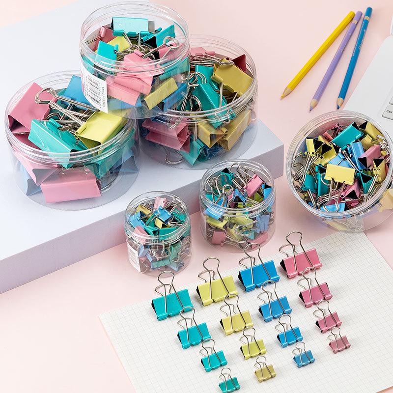 Colorful Bulldog Clips - Student & Office Stationery for Documents and Bills, Black Long Tail Design 19mm, 40 pieces/pack