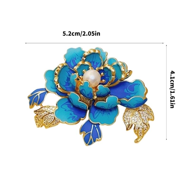Dateless Peony Inspired Brooch Pin With Metallic Alloy Base Pearls Embellishment Unique Lapel Pin For Women Outfits