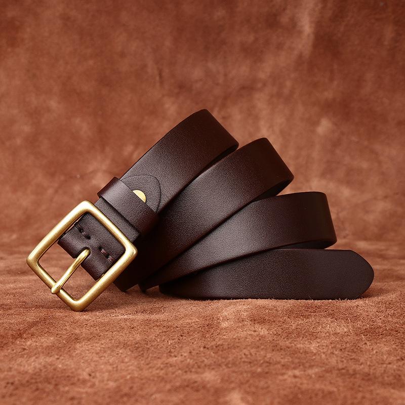 

Ремень женский, минималистичный, модный, универсальный, из латуни, с пряжкой, из глянцевой кожи, из натуральной яловой кожи, повседневный джинсовый ремень 120cm