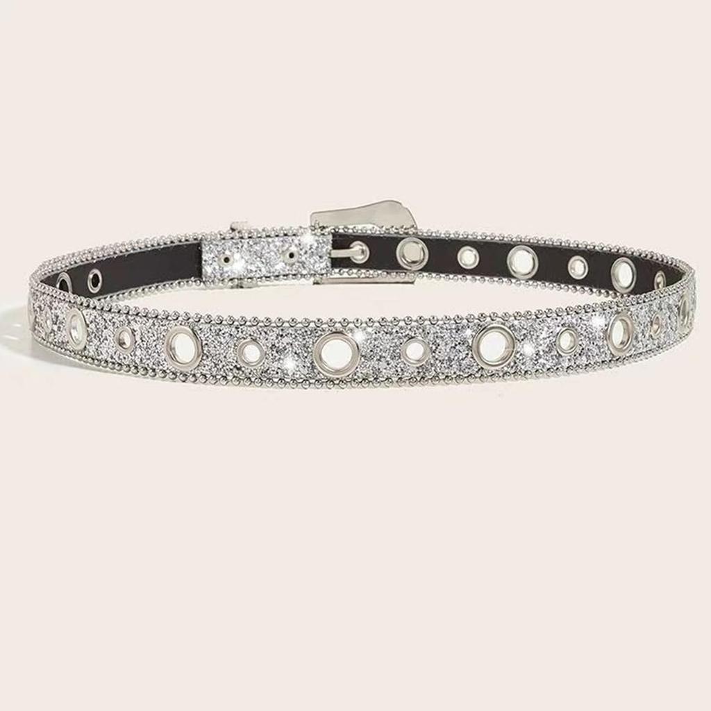 Glitter Bling Suitable for Women and Gal Dance 103cm [Lamerry] Belt, Bling, Thin, Short, Kids, Costume, Children's, Narrow, Silver,