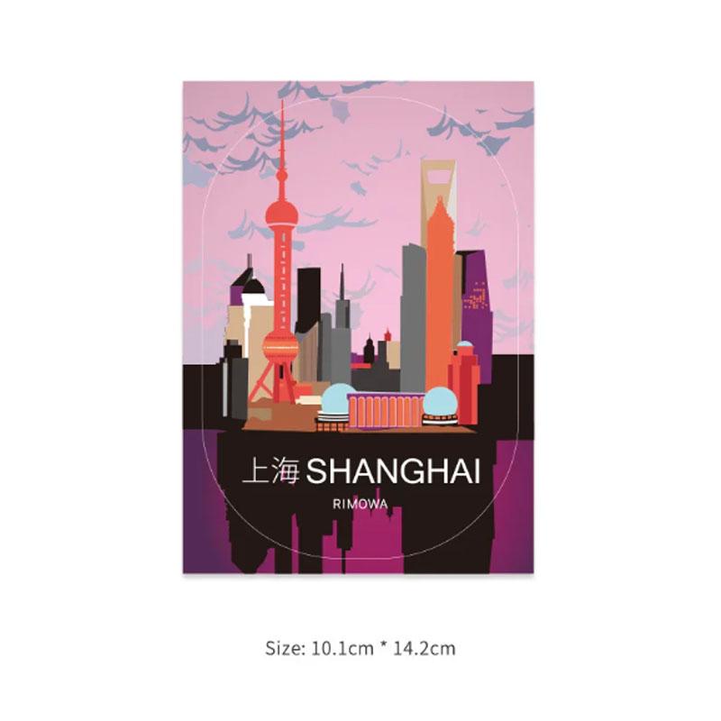 Asian Countries Retro Architecture City Landmark Pegatinas Postcard Travel Suitcase Decals Luggage Waterproof Matt Car Stickers