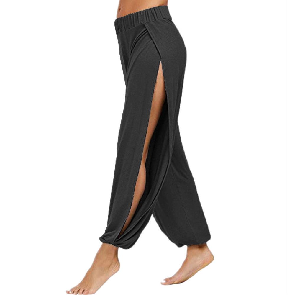 TEMU High Slit Yoga Pants: Quick-Dry, Casual Sports and Fitness Harem Pilates Pants S