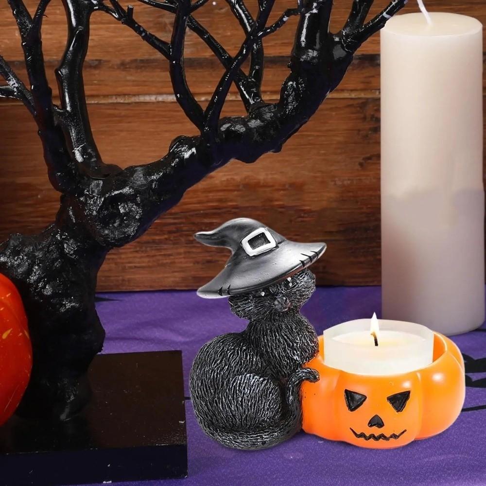 Resin Pumpkin Candelabra Cartoon Ghost Candlestick Halloween Candle Holder  Halloween Decoration