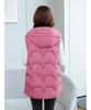 Autumn and Winter Women's Solid Color Loose Vest Drawstring Hooded Long Vest Jacket Cotton Padded Women's Windproof Warm Vest