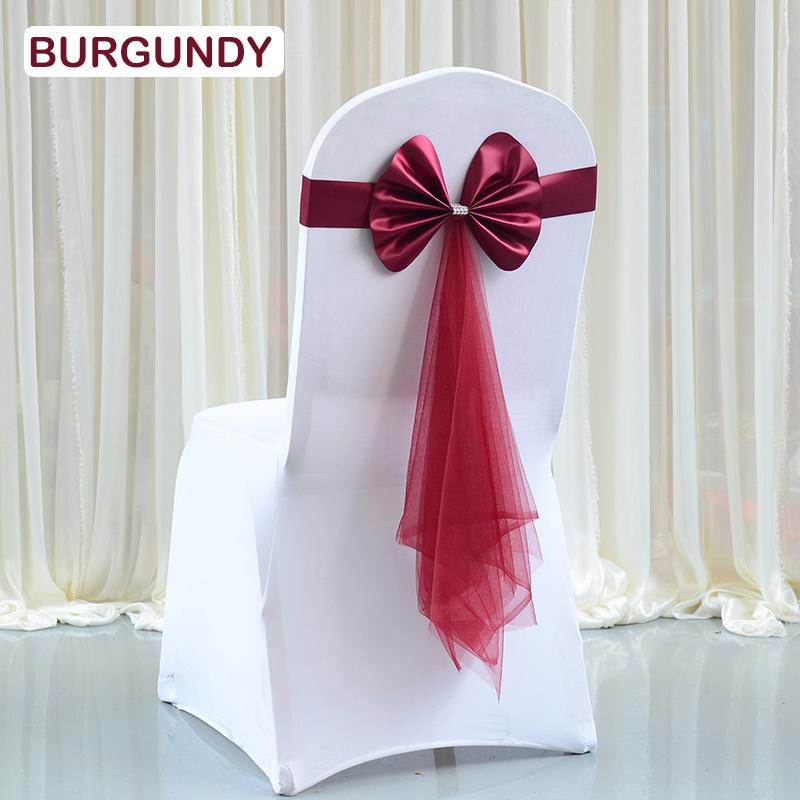 30/20/10PCS Chair Sashes Stretch Spandex Chair Bow Knot Bands With Butterfly Organza Ribbon Wedding Banquet Fair Meeting Decor