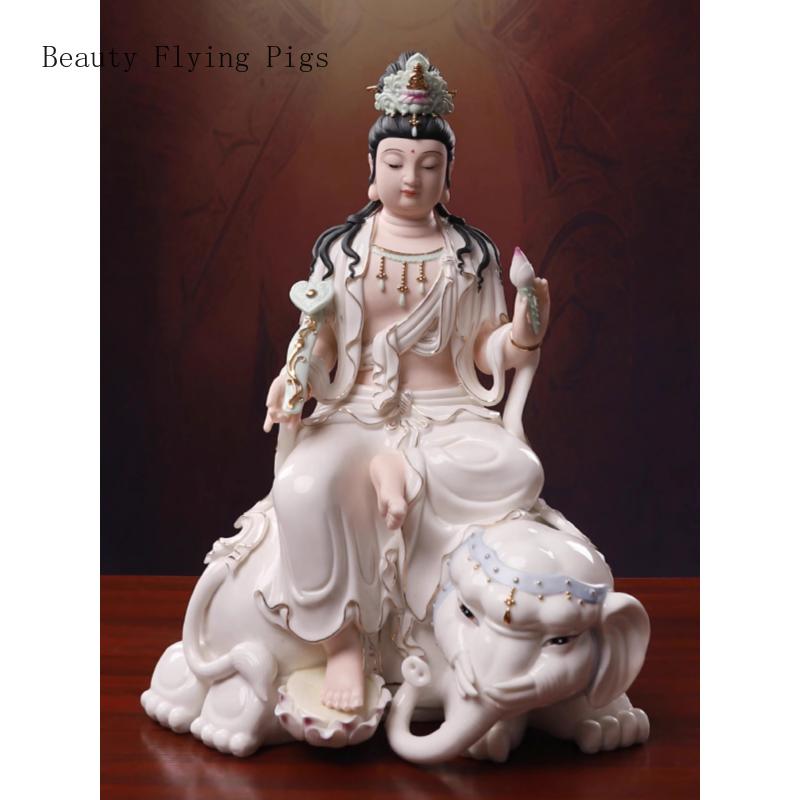 1PCS 12 Inch Ceramic Bodhisattva and Buddha Statue Home Enshrined Deity Feng Shui Ornament Home Decor