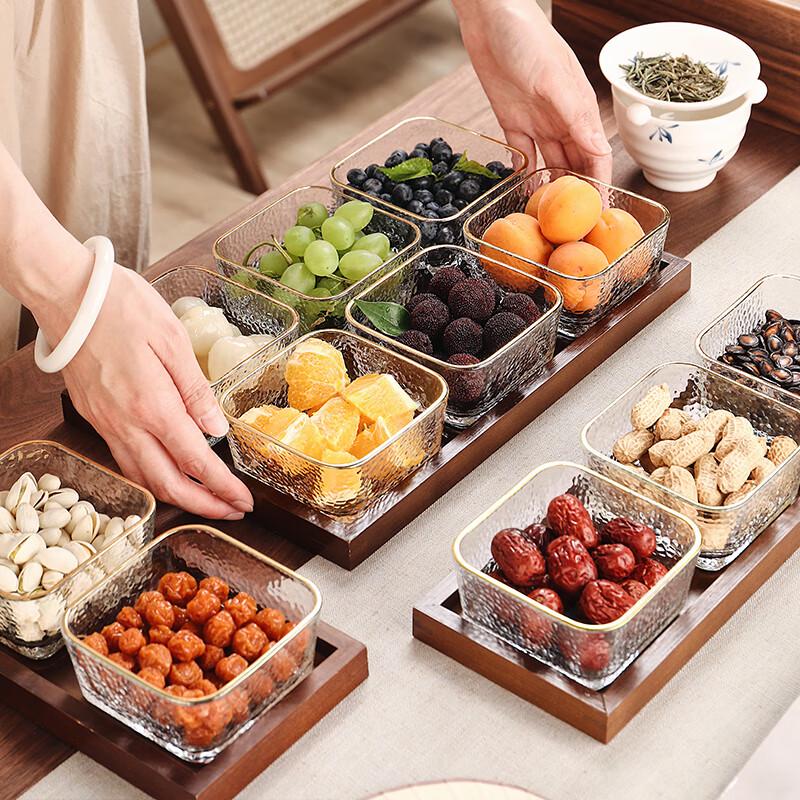 Chinese Style Glass Snack Platter with Lids