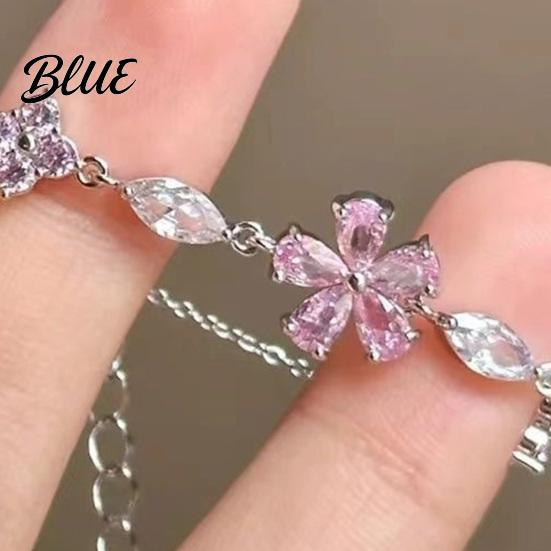 Non-fading Bracelet Women Shiny Rhinestones Inlaid Flower Comfortable Wear Shape