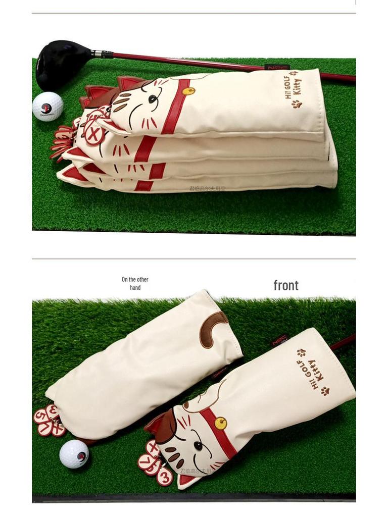 Maneki Neko Sada obalů na golfové dřevo: Vodotěsné PU kryty pro 1, 3/5 dřeva, UT hole - 3/4 kusy